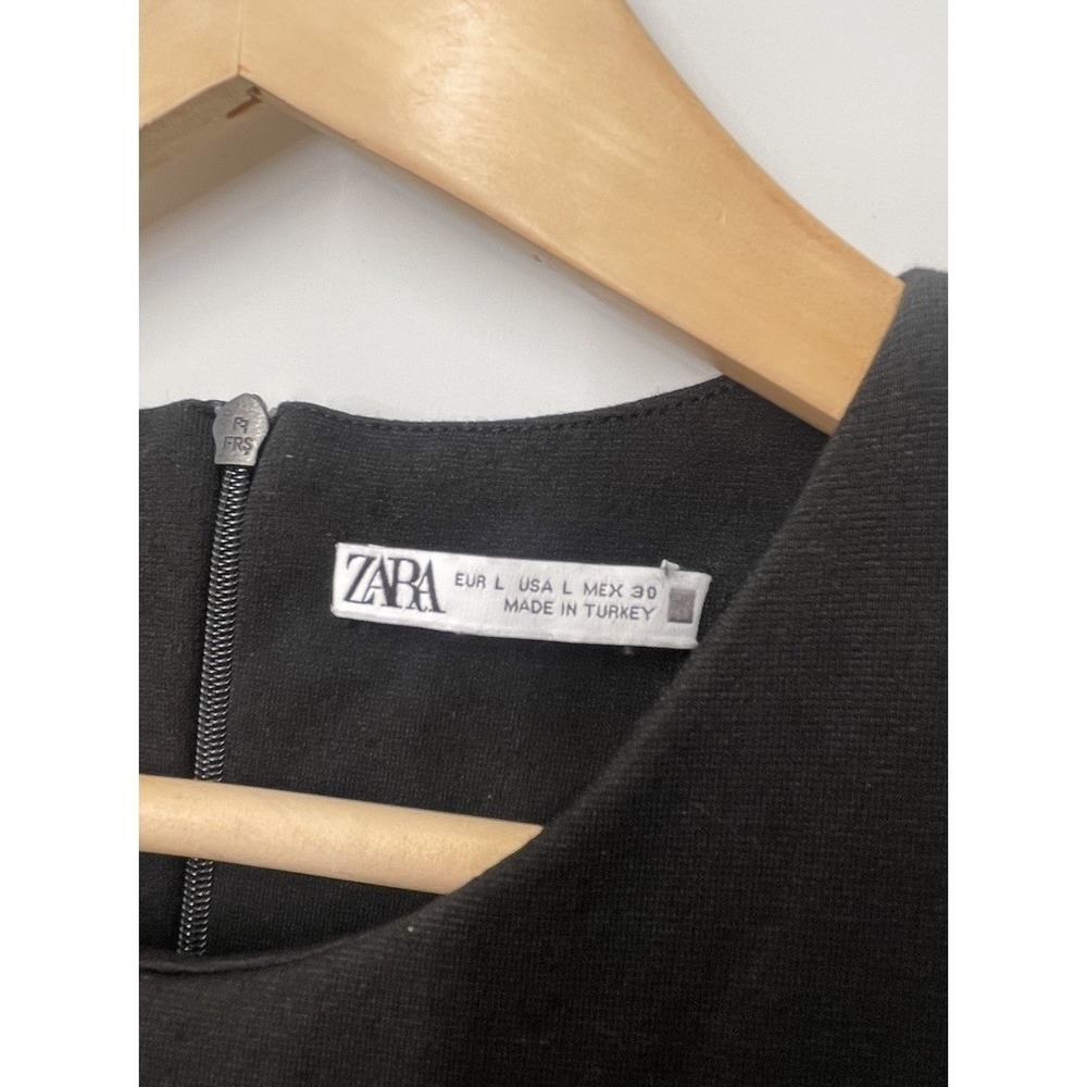 Zara Black Gold Button Midi Dress Womens Size Large Bodycon Dress - Picture 6 of 10